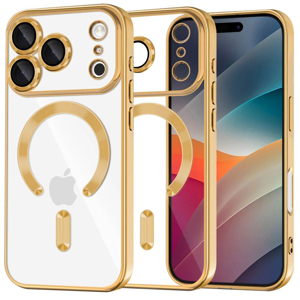 Калъф за iPhone 17 Pro Max - Techsuit Luxury Crystal MagSafe - златен