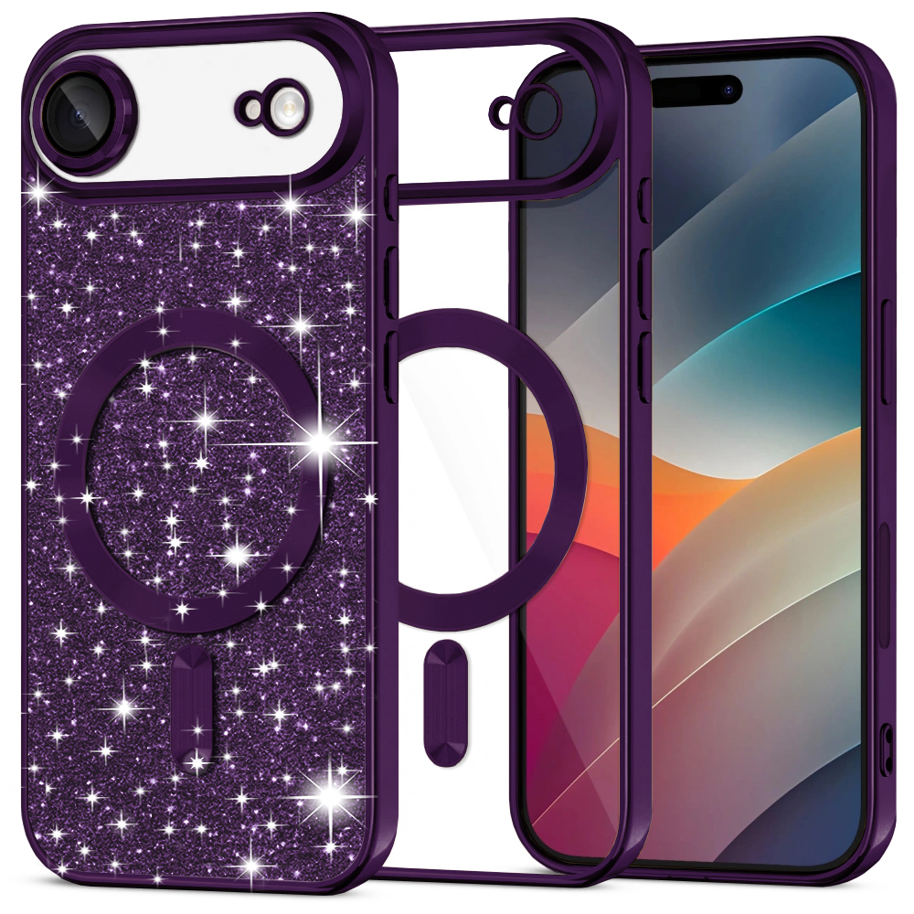 Калъф за iPhone 17 Air - Techsuit Luxury Glitter MagSafe - Deep Лилав