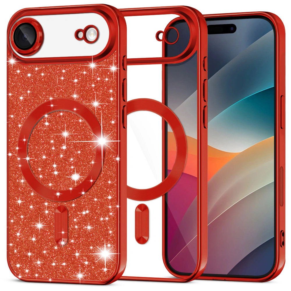 Калъф за iPhone 17 Air - Techsuit Luxury Glitter MagSafe - Червен