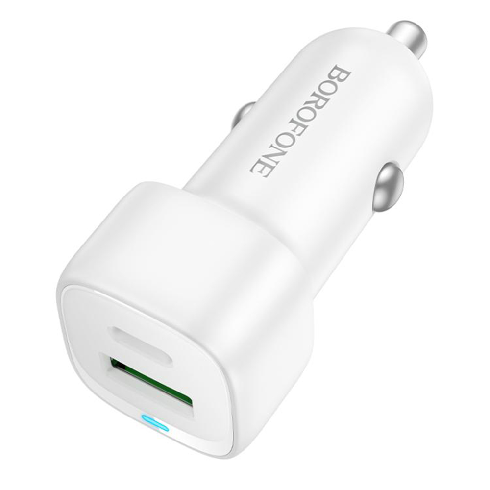 Зарядно за кола, USB-C, USB-A, 38W - Borofone Cloud (BZ34B) - Бяло