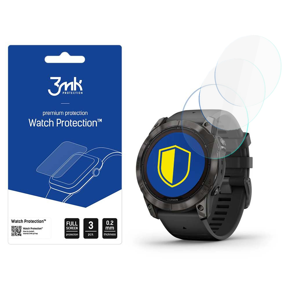 Фолио за Garmin Fenix 7X Pro Solar (комплект 3) - 3mk FlexibleGlass - Прозрачно