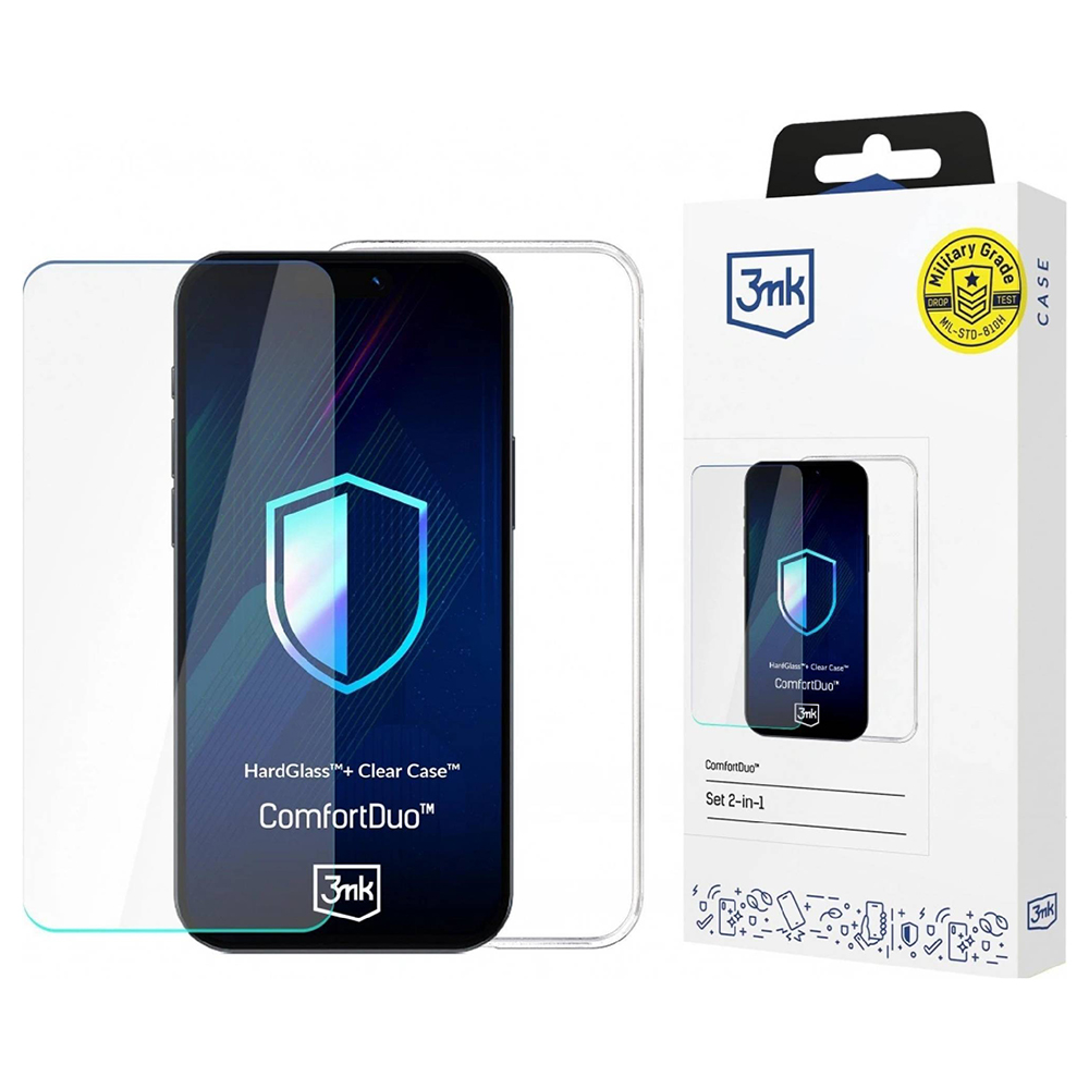 Капак за iPhone 16 - 3mk ComfortDuo Glass + Калъф - Прозрачен