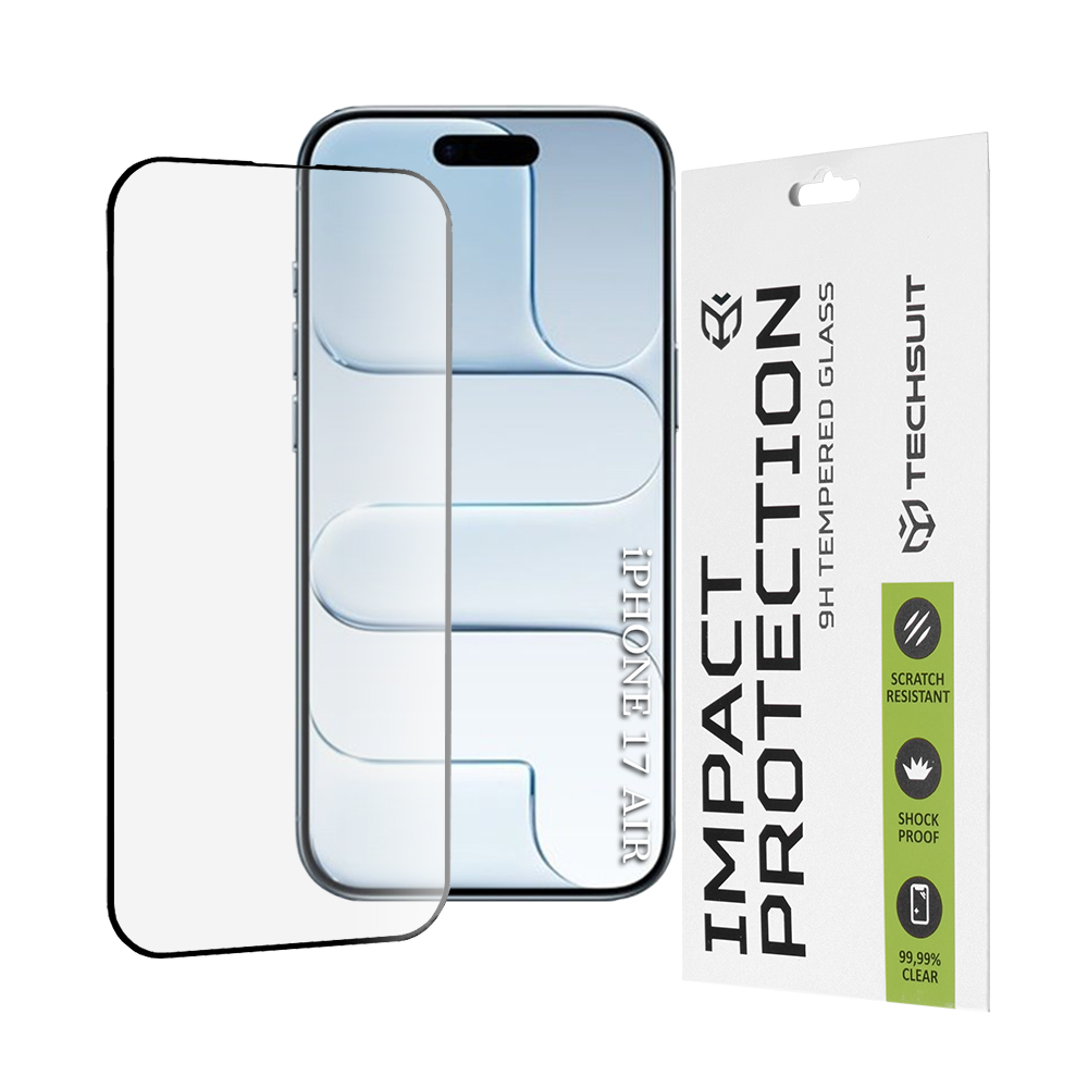 Калъф за iPhone 17 Air - Techsuit 111D Full Cover / Full Glue Glass - Черен