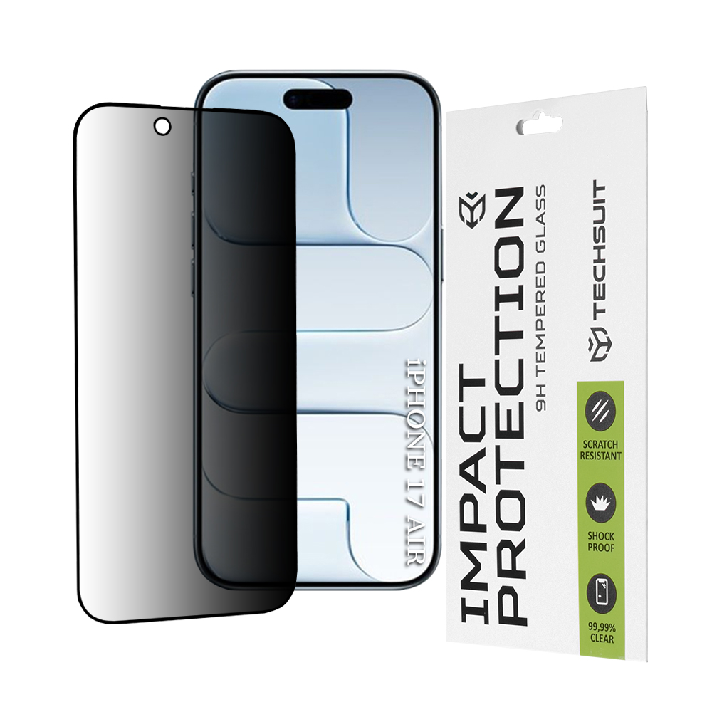 Калъф за iPhone 17 Air - Techsuit 111D Privacy Full Glue - Черен