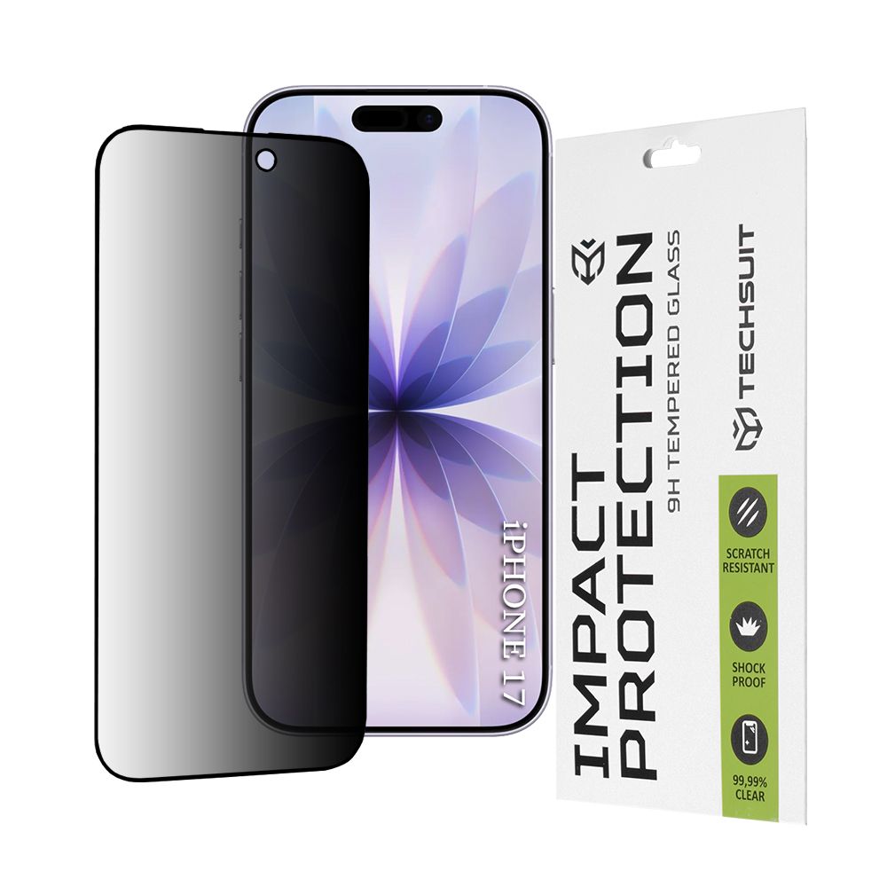 Калъф за iPhone 17 - Techsuit 111D Privacy Full Glue - Черен