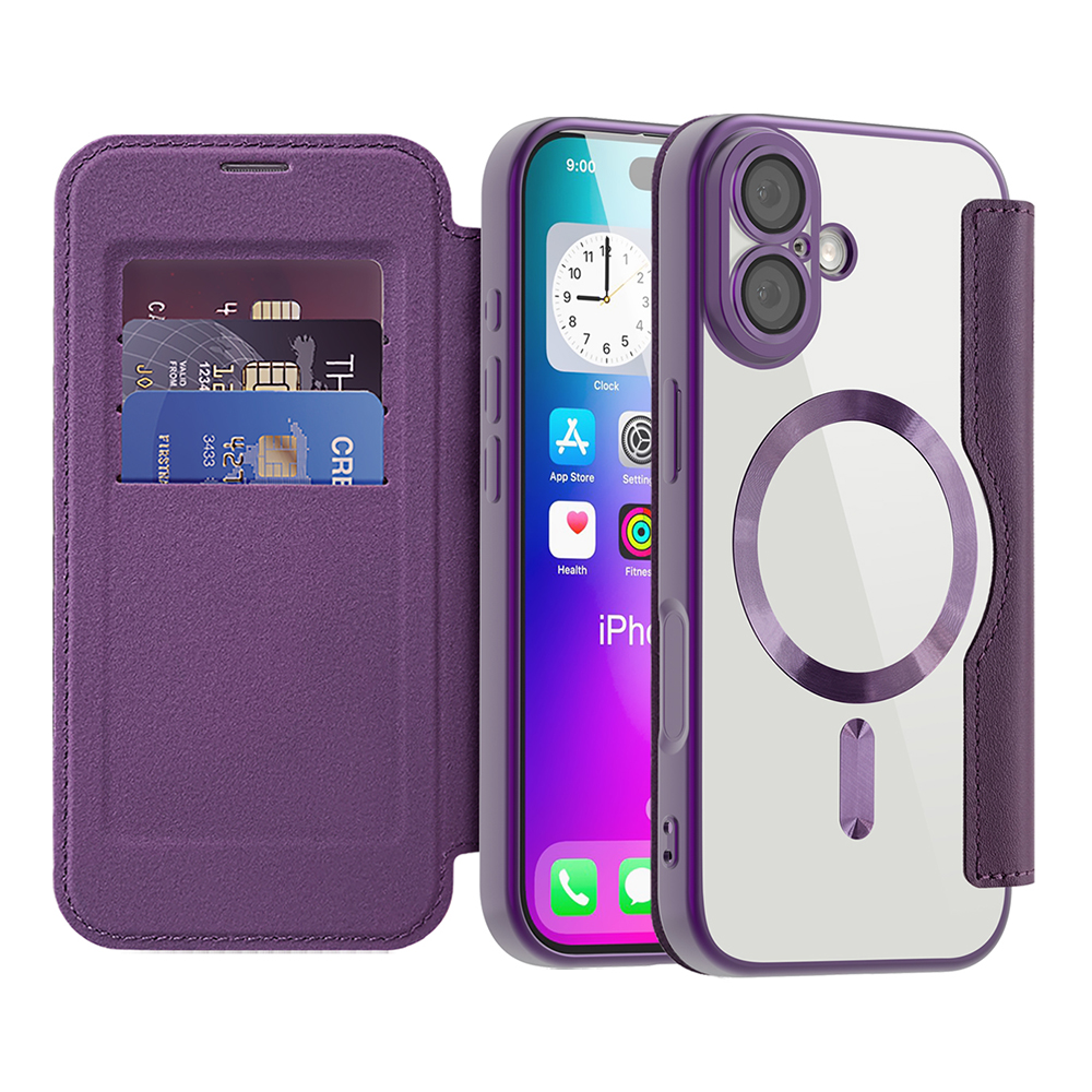 Калъф за iPhone 17 - Techsuit SmartMag Book Case - Лилав