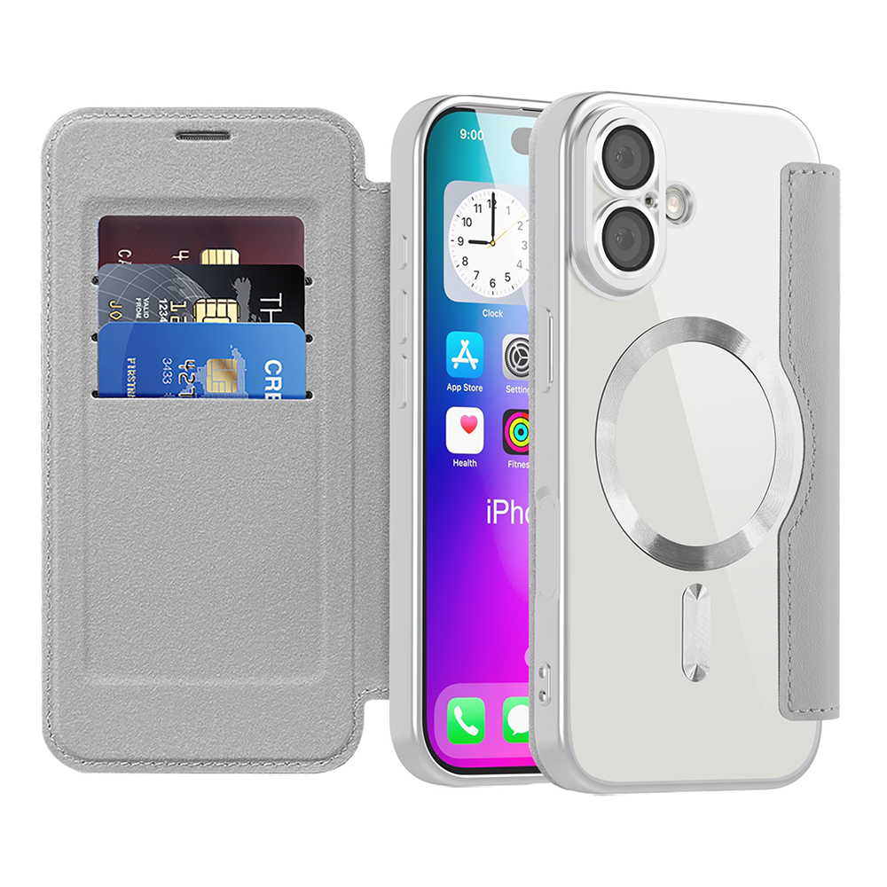 Калъф за iPhone 17 - Techsuit SmartMag Book Case - Сив
