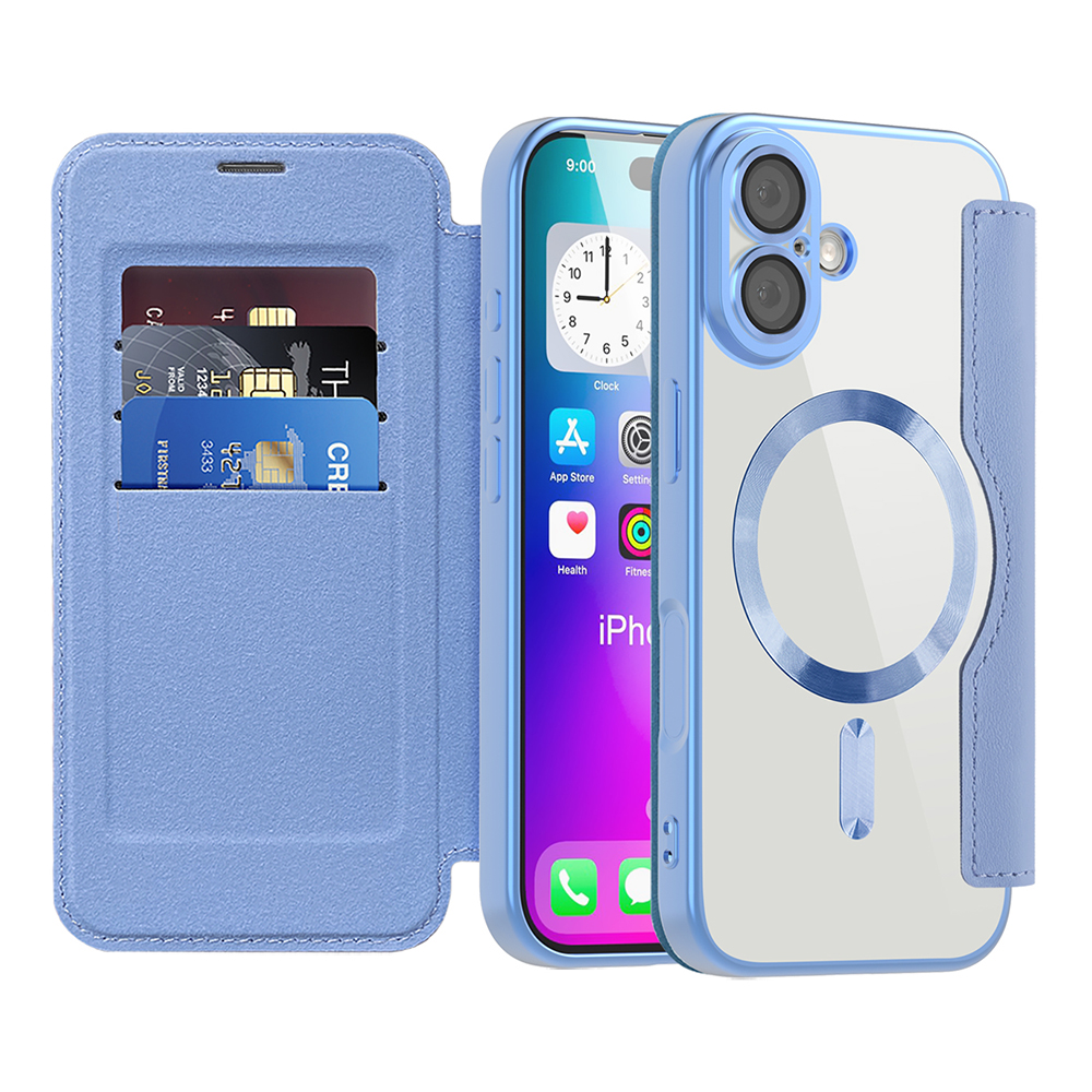Калъф за iPhone 17 - Techsuit SmartMag Book Case - Светлосин