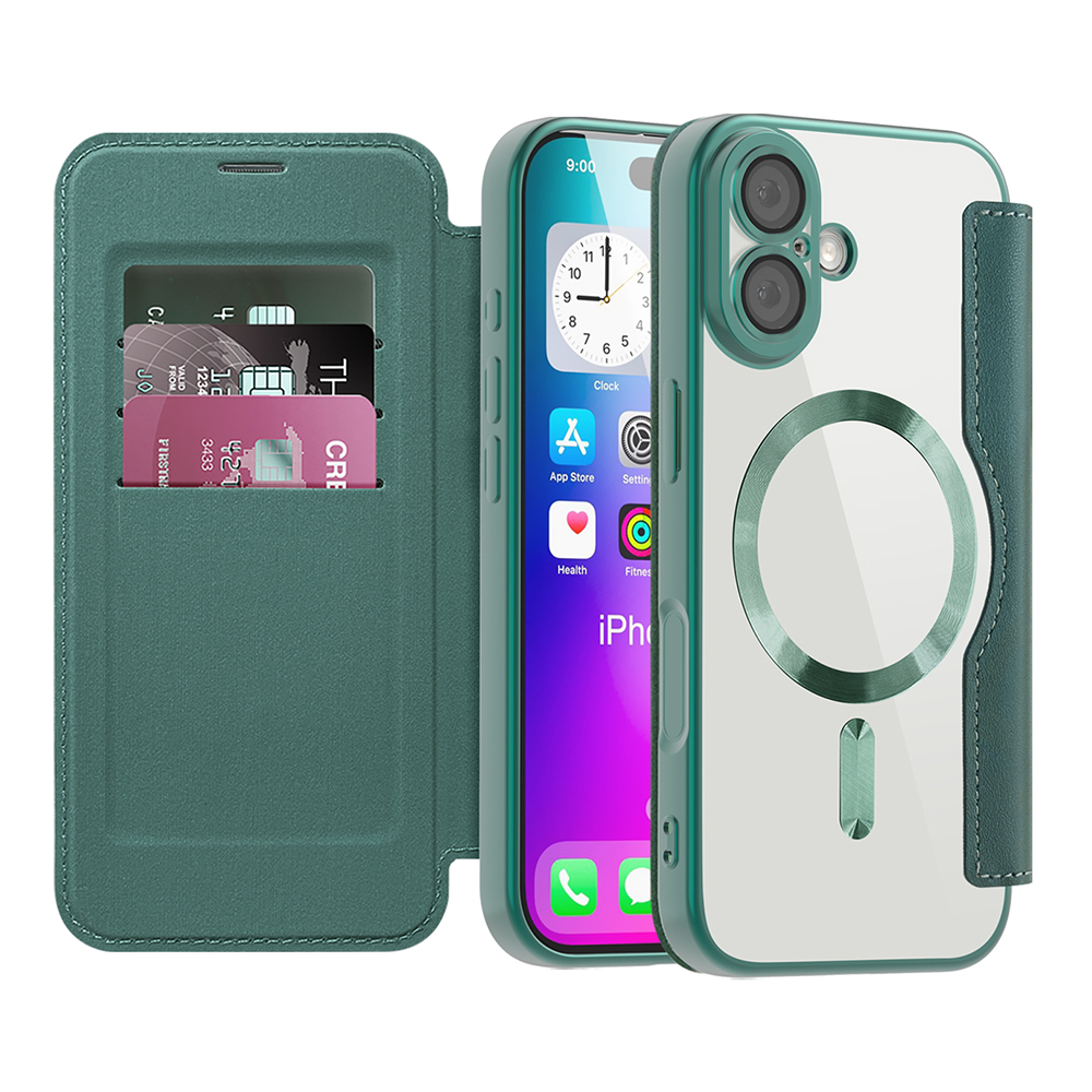 Калъф за iPhone 17 - Techsuit SmartMag Book Case - Зелен