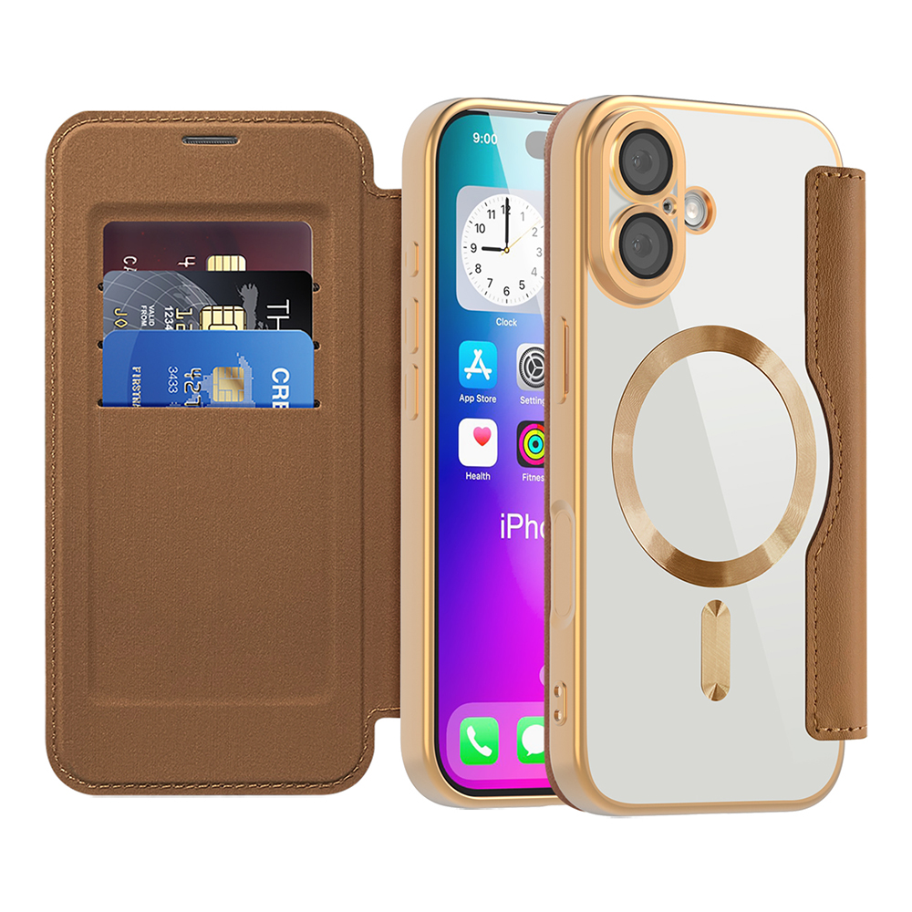 Калъф за iPhone 17 - Techsuit SmartMag Book Case - Кафяв