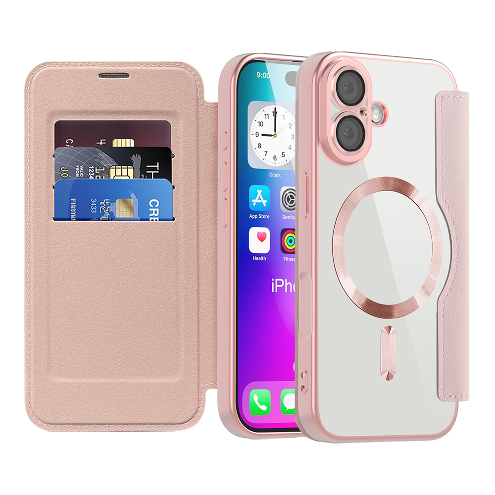 Калъф за iPhone 17 - Techsuit SmartMag Book Case - Розов