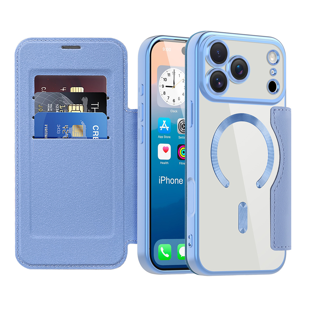 Калъф за iPhone 17 Pro Max - Techsuit SmartMag Book Case - Светлосин