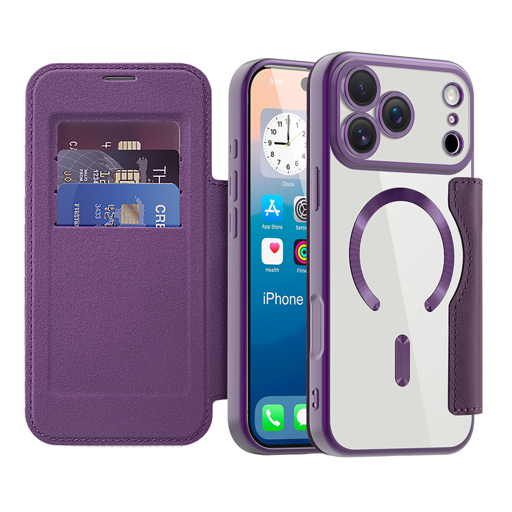 Калъф за iPhone 17 Pro - Techsuit SmartMag Book Case - Лилав