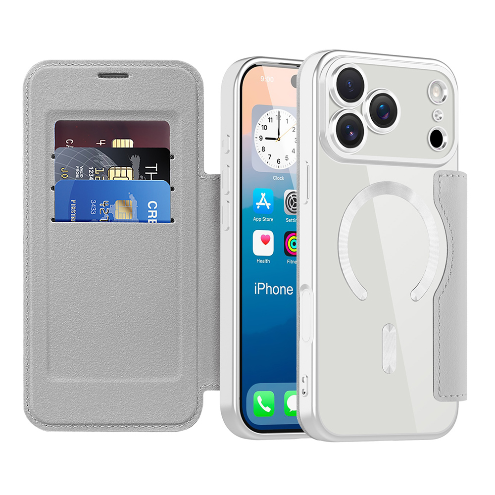 Калъф за iPhone 17 Pro - Techsuit SmartMag Book Case - Сив