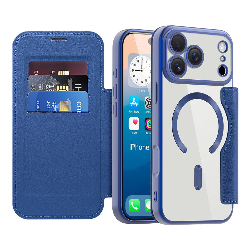 Калъф за iPhone 17 Pro - Techsuit SmartMag Book Case - Син
