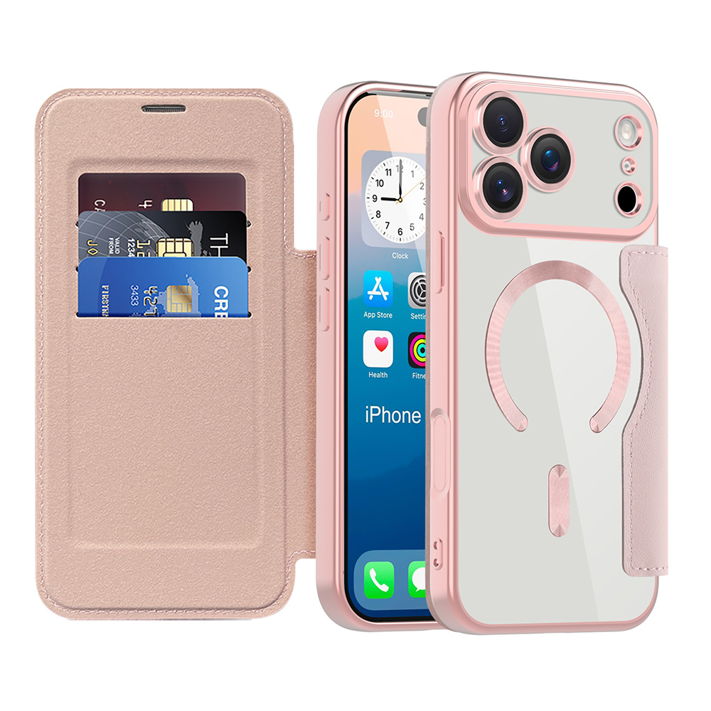 Калъф за iPhone 17 Pro - Techsuit SmartMag Book Case - Розов
