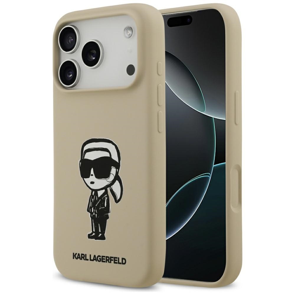 Калъф за iPhone 17 Pro - Karl Lagerfeld Silicone Sketch & Logo (KLHMP17LSLSKIGROW) - Кафяв Karl