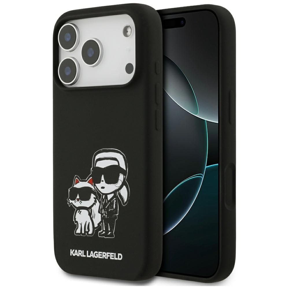 Калъф за iPhone 17 Pro - Karl Lagerfeld Silicone Sketch & Logo (KLHMP17LSKCGRGOK) - Черен Karl&Choupette