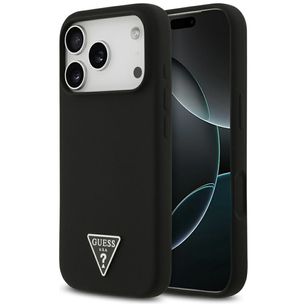 Калъф за iPhone 17 Pro Max - Guess Silicone Triangle Logo MagSafe (GUHMP17XSCTRLMK) - Черен