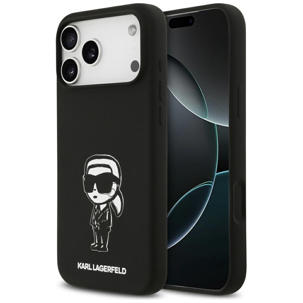 Калъф за iPhone 17 Pro Max - Karl Lagerfeld Silicone Sketch & Logo (KLHMP17XSKIGROK) - Черен Karl