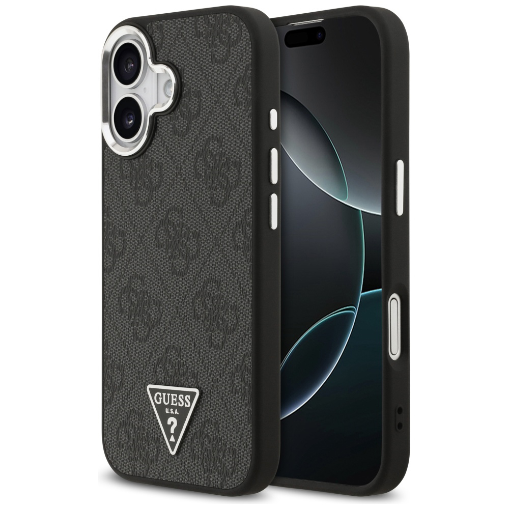 Калъф за iPhone 17 - Guess Hardcase 4G Triangle Triangle Logo MagSafe (GUHMP17SP4TSRCMK) - Черен
