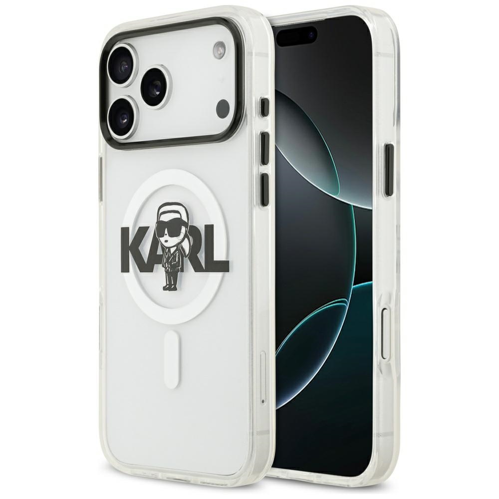 Калъф за iPhone 17 Pro Max - Karl Lagerfeld IML MagSafe MagSafe Sketch Logo (KLHMP17XHGKGKIGKKBT) - Прозрачен Karl
