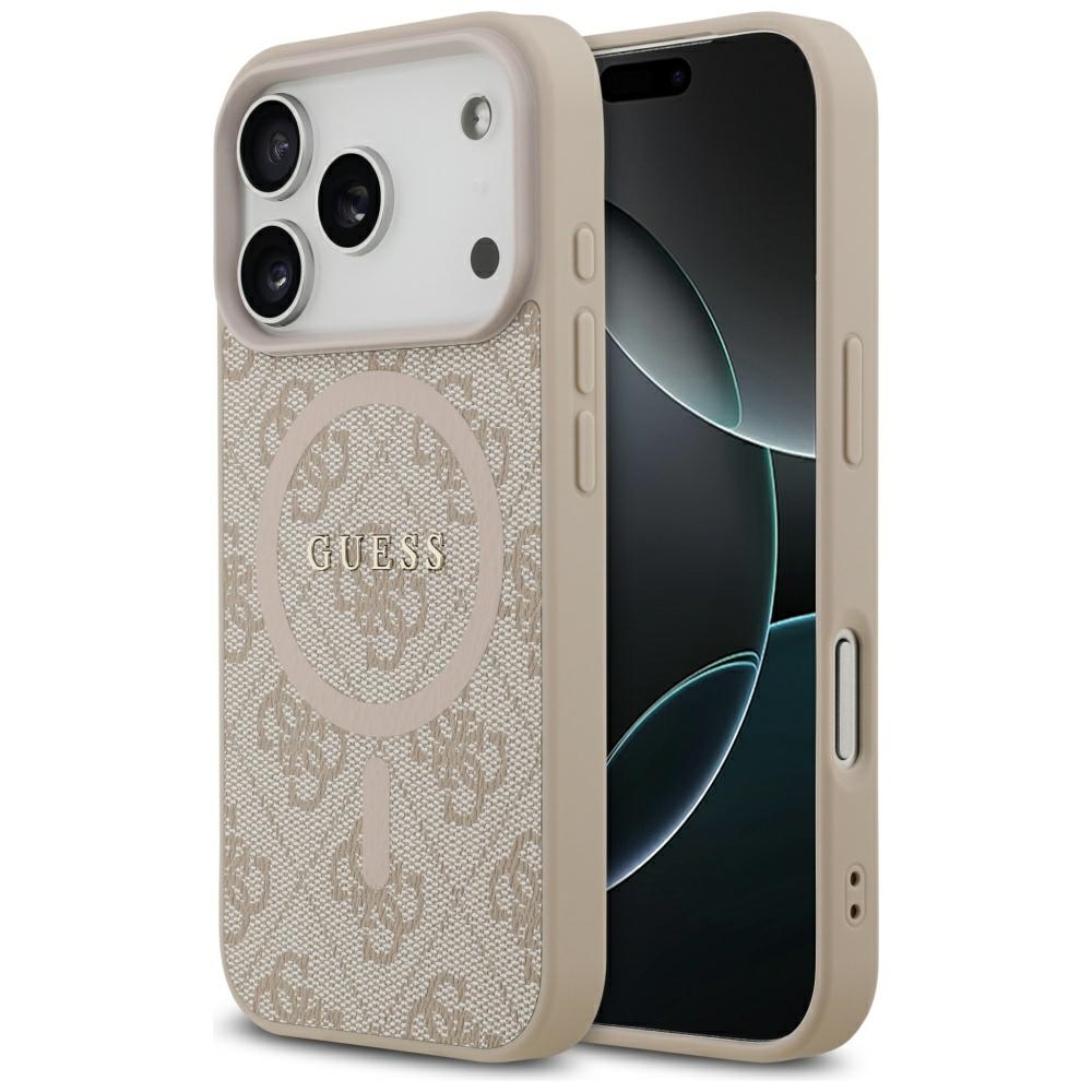 Калъф за iPhone 17 Pro - Guess 4G Ring Classic Classic Logo MagSafe (GUHMP17LG4GGFRP) - Розов