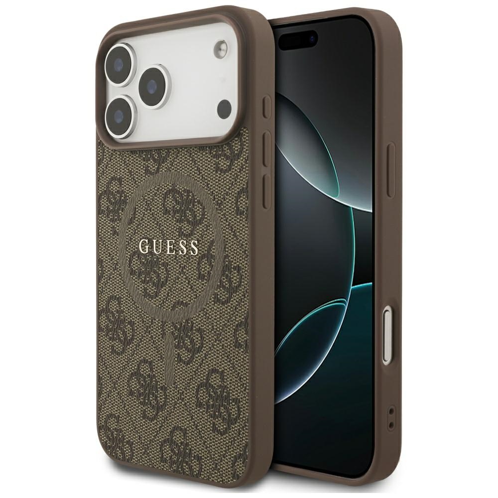 Калъф за iPhone 17 Pro - Guess 4G Ring Classic Classic Logo MagSafe (GUHMP17LG4GFRW) - Кафяв
