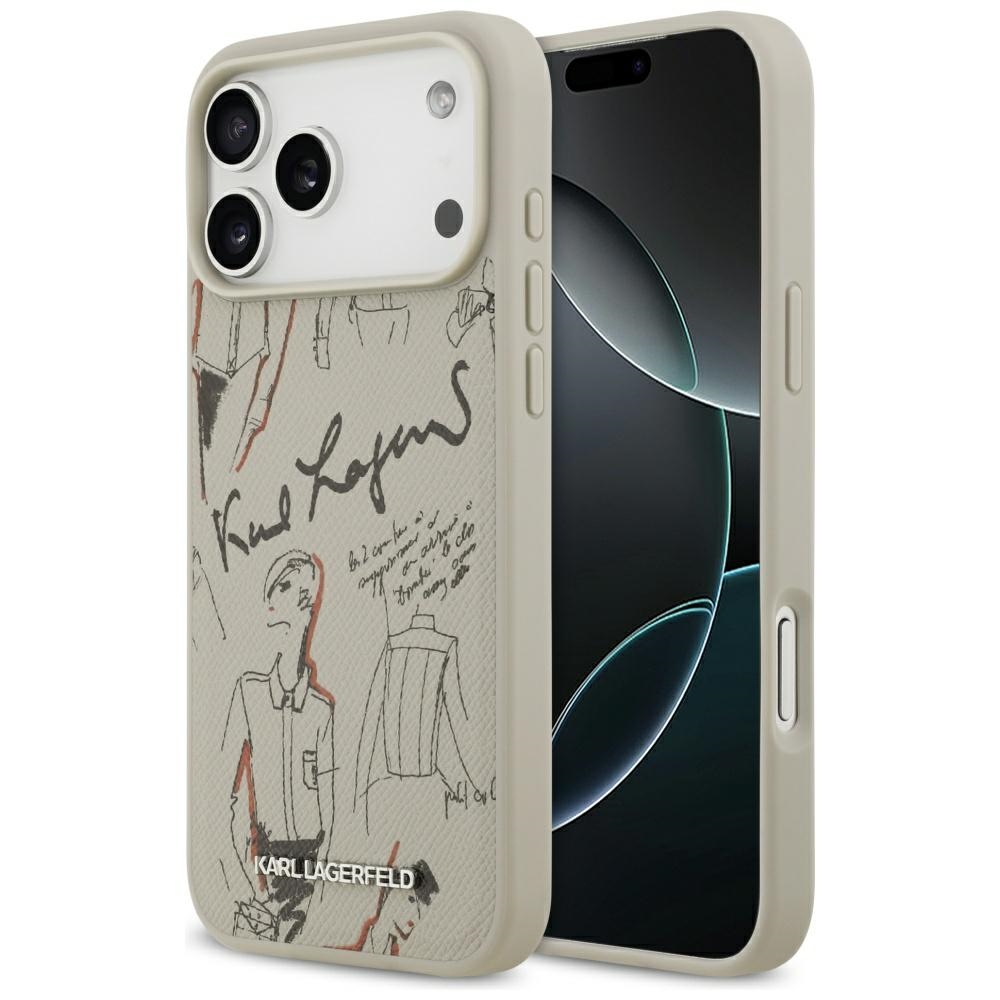 Калъф за IPhone 17 Pro Max - Karl Lagerfeld Hardcase Grained Pattern Grained Logo (KLHMP17XPGGRMPKG) - Сив