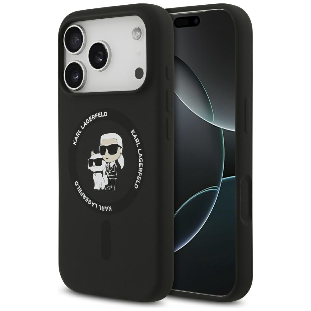 Калъф за iPhone 17 Pro Max - Karl Lagerfeld Silicone Ring MagSafe (KLHMP17XSCMKCRHK) - Черен Karl&Choupette