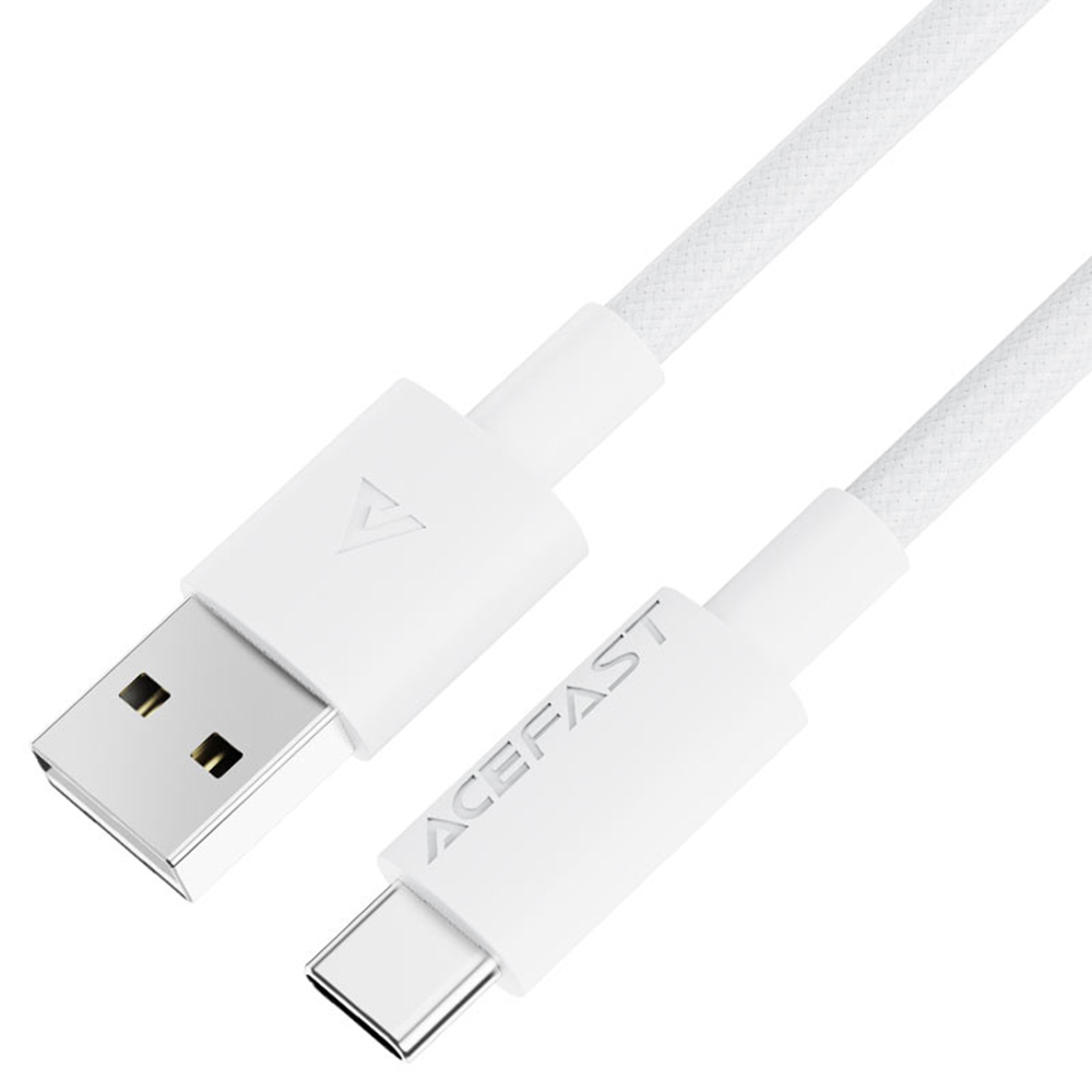 USB към Type-C кабел за зареждане, 3A, бързо зареждане, 1,2 м - Acefast (C18-04) - Бял