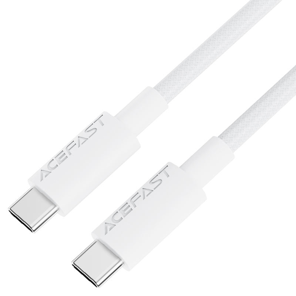Кабел за зареждане от Type-C към Type-C, 60 W, 3 A, бързо зареждане, 1,2 m - Acefast (C18-03) - Бял