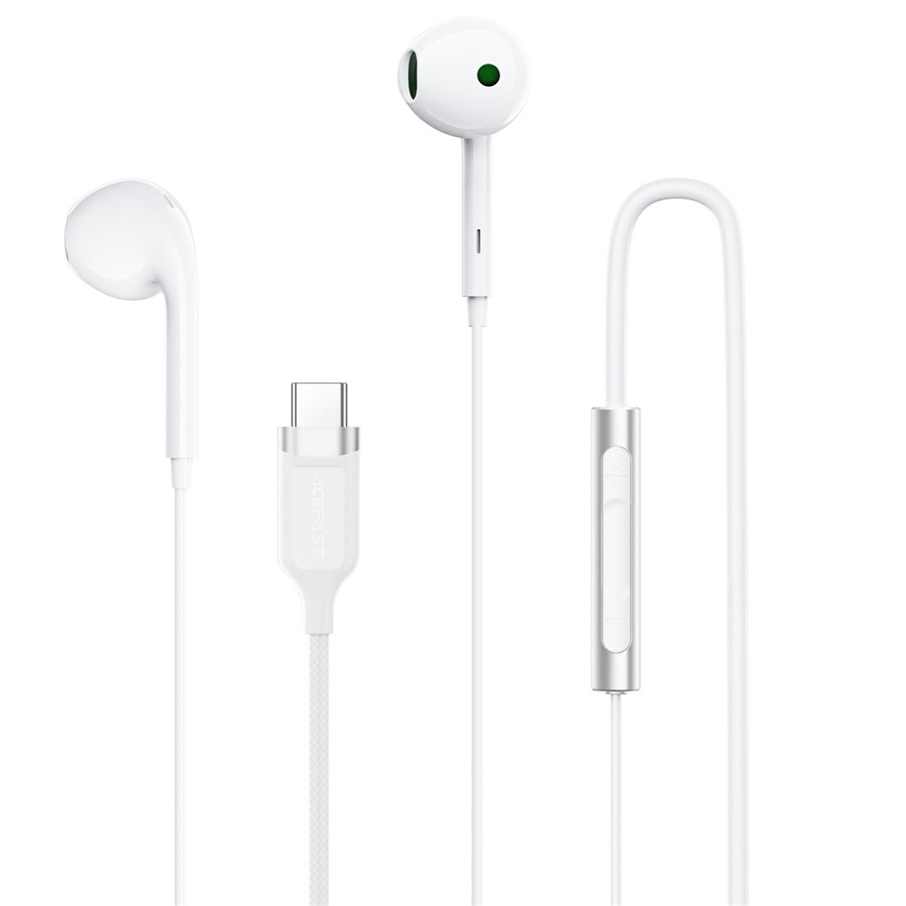 Гъвкави кабелни слушалки, половинка в ухото, USB-C, 1,2 м - Acefast (L7) - бели