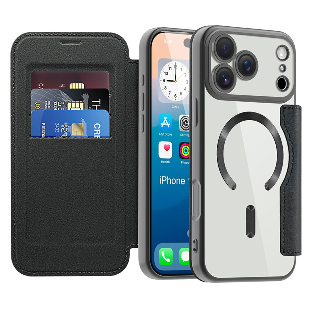 Калъф за iPhone 17 Pro Max - Techsuit SmartMag Book Case - Черен