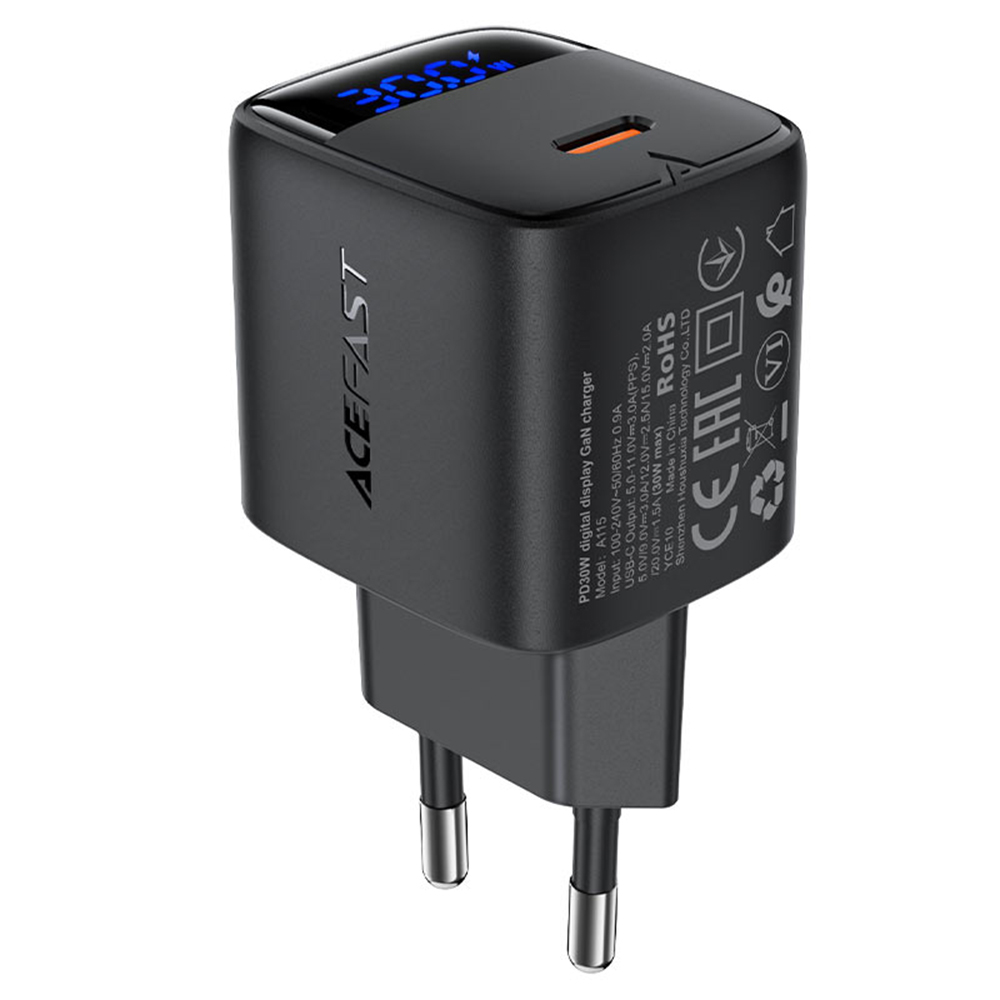 Зарядно за Priza, Type-C, 30W, Fast Charging - Acefast (A115) - Черно