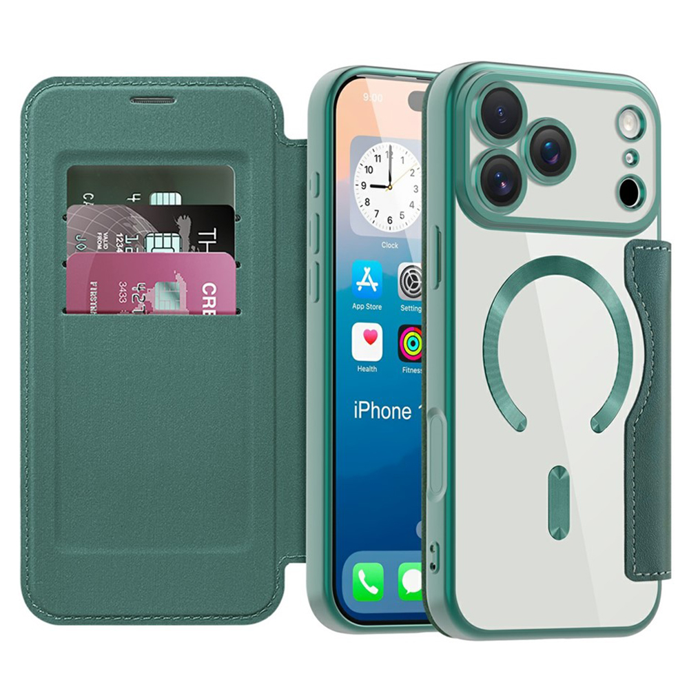 Калъф за iPhone 17 Pro Max - Techsuit SmartMag Book Case - Зелен