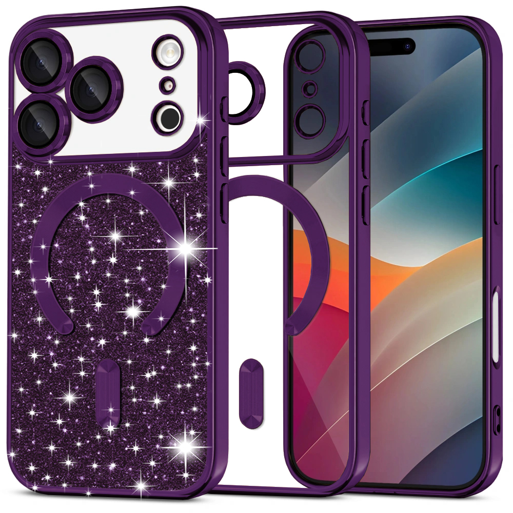 Калъф за iPhone 17 Pro Max - Techsuit Luxury Glitter MagSafe - Deep Лилав