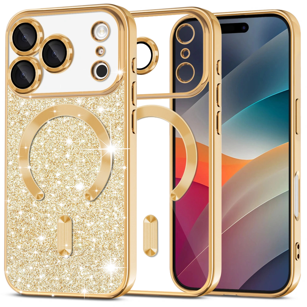 Калъф за iPhone 17 Pro Max - Techsuit Luxury Glitter MagSafe - Златен