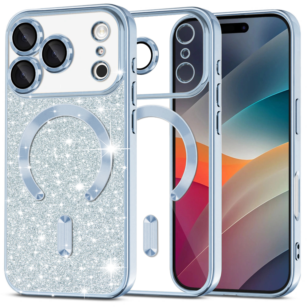 Калъф за iPhone 17 Pro - Techsuit Luxury Glitter MagSafe - Светлосин