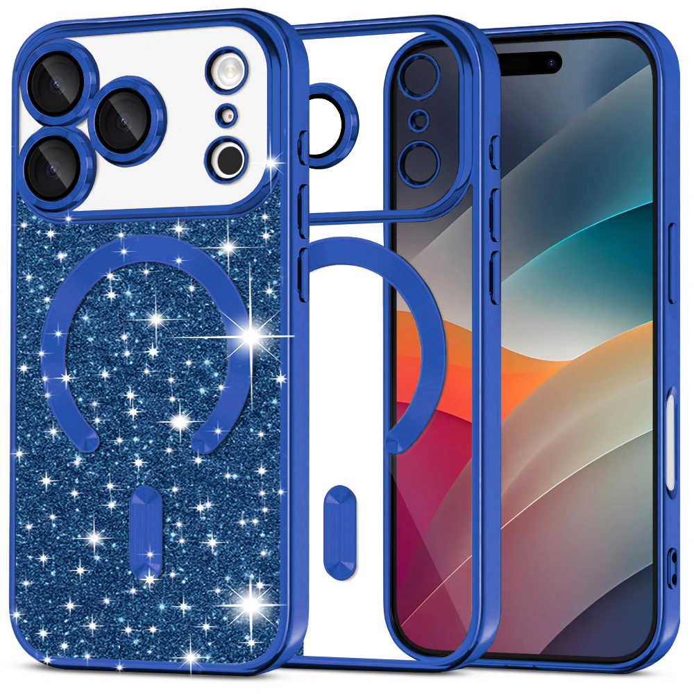 Калъф за iPhone 17 Pro - Techsuit Luxury Glitter MagSafe - Deep Син
