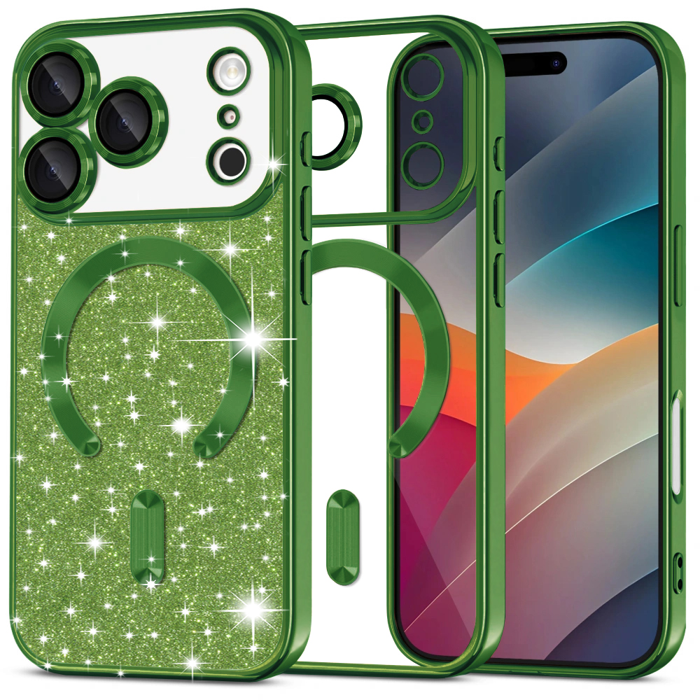 Калъф за iPhone 17 Pro - Techsuit Luxury Glitter MagSafe - Deep Зелен