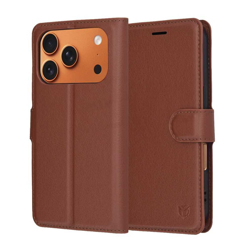 Калъф за iPhone 17 Pro Max - Techsuit Leather Folio - Кафяв