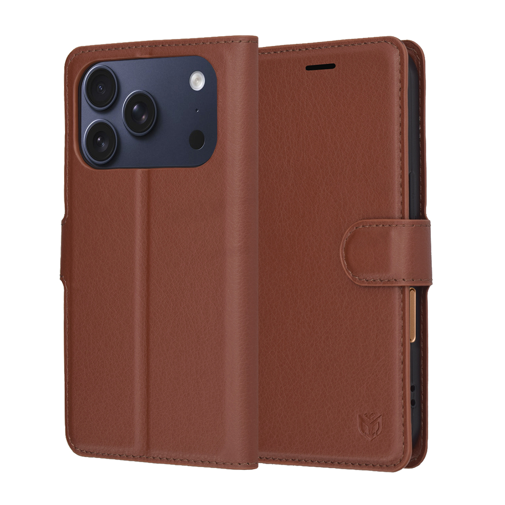 Калъф за iPhone 17 Pro - Techsuit Leather Folio - Кафяв