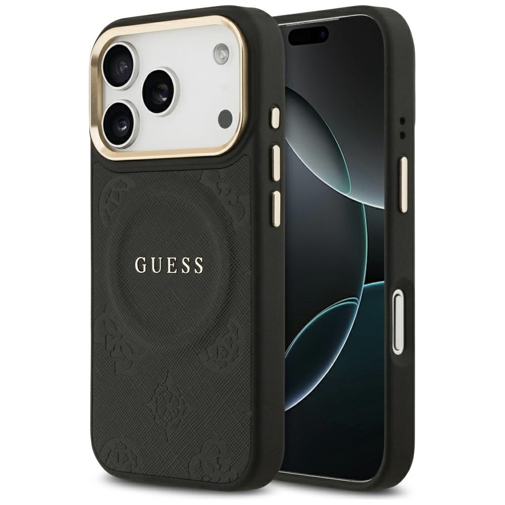Калъф за iPhone 17 Pro - Guess Peony Hot Stamp MagSafe (GUHMP17LPSAMSAMSECK) - Черен