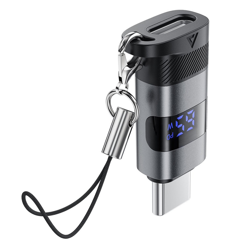 Адаптер за цифров дисплей, USB-C, 480Mbps, 5A, бързо зареждане - Acefast (J9) - метално сиво