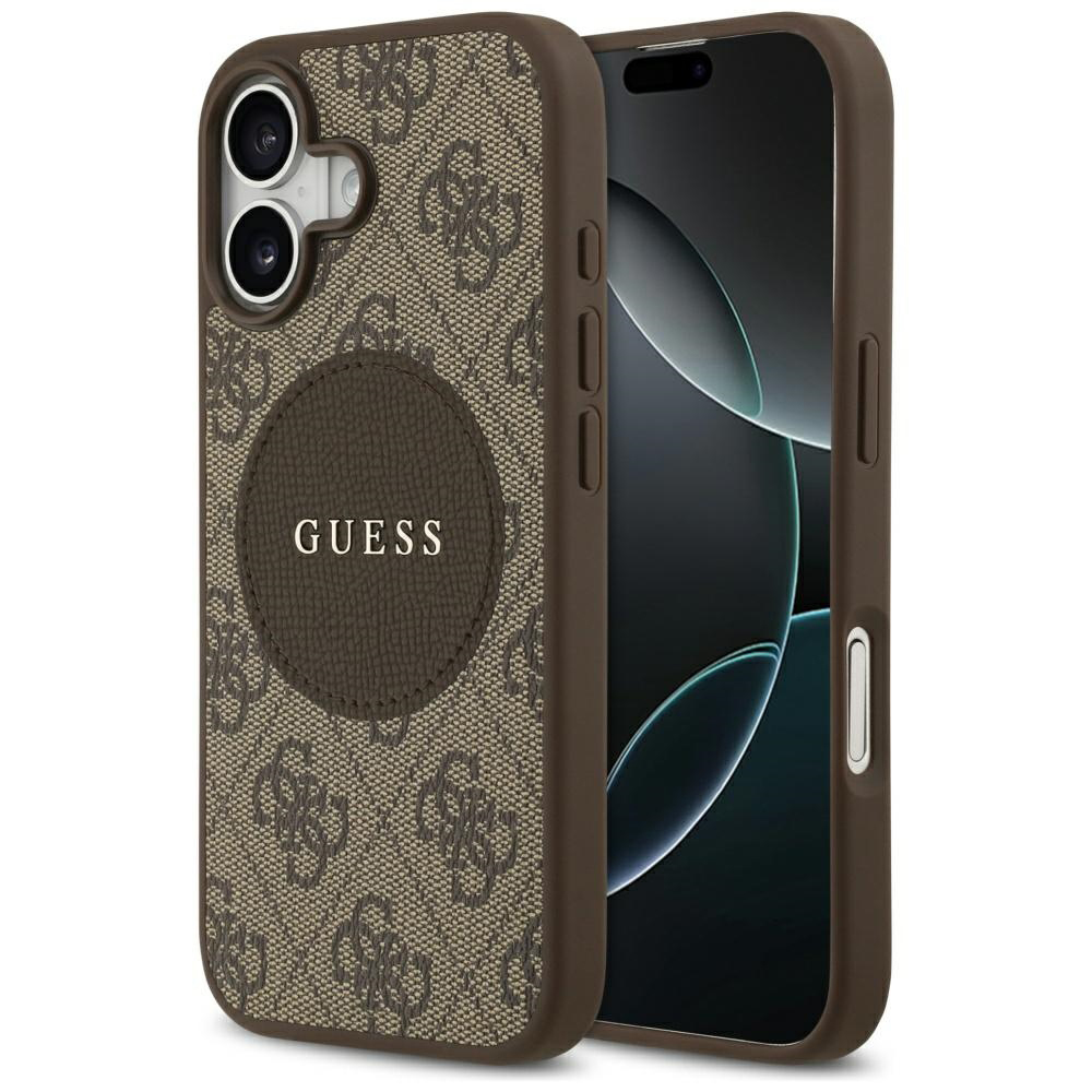 Калъф за iPhone 17 - Guess 4G Circle Classic Classic Logo MagSafe (GUHMP17SP4PGRSGW) - Кафяв