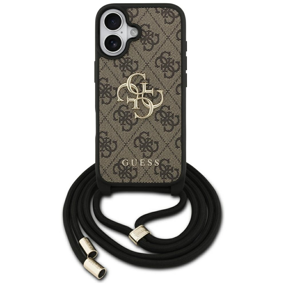 Калъф за iPhone 17 - Guess Hardcase 4G CBDY Big Logo with Cord Strap (GUHCP17SP4GMGCRW) - Кафяв