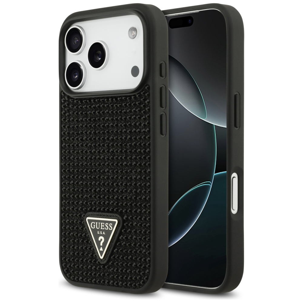 Калъф за iPhone 17 Pro - Guess Rhinestone Triangle Logo (GUHCP17LHDGTPK) - Черен