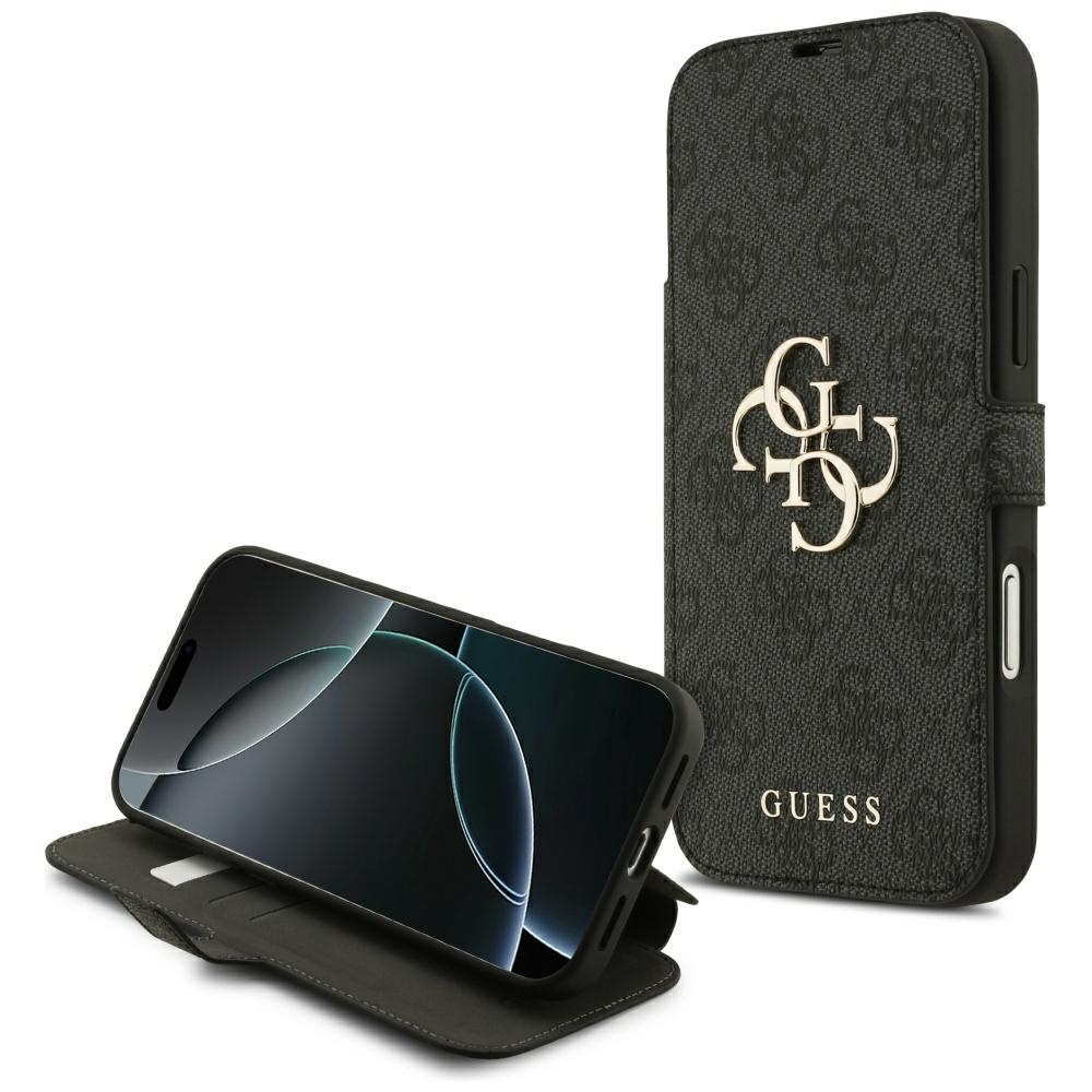 Калъф за iPhone 17 Pro Max - Guess Book 4G Metal Logo (GUBKP17X4X4GMGGR) - Черен