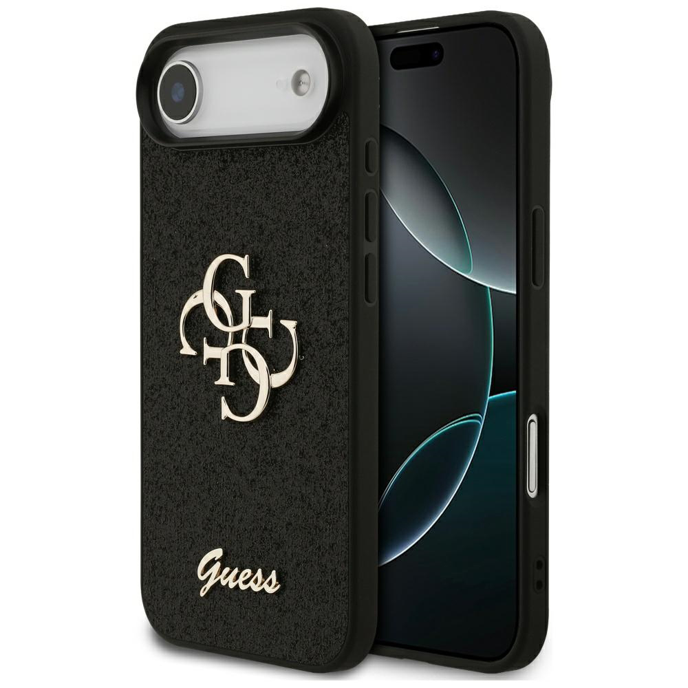 Калъф за iPhone 17 Air - Guess Fixed Glitter Big 4G (GUHCP17MHG4SGK) - Черен